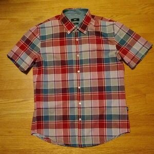 Boss Red and Blue Plaid Casual Shirt
